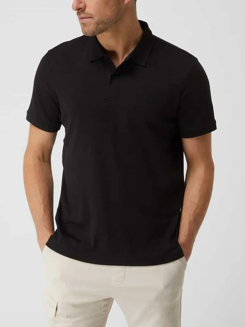 CK Calvin Klein Poloshirt aus Slub Jersey in Black