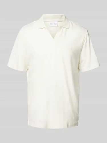 CK Calvin Klein Regular Fit Poloshirt im unifarbenen Design in Offwhite