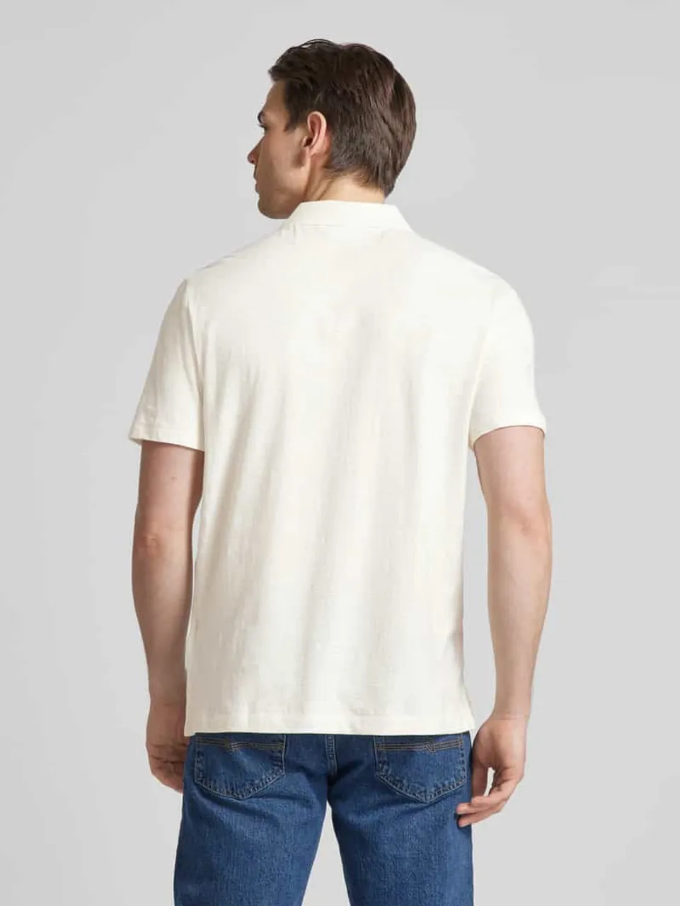 CK Calvin Klein Regular Fit Poloshirt im unifarbenen Design in Offwhite