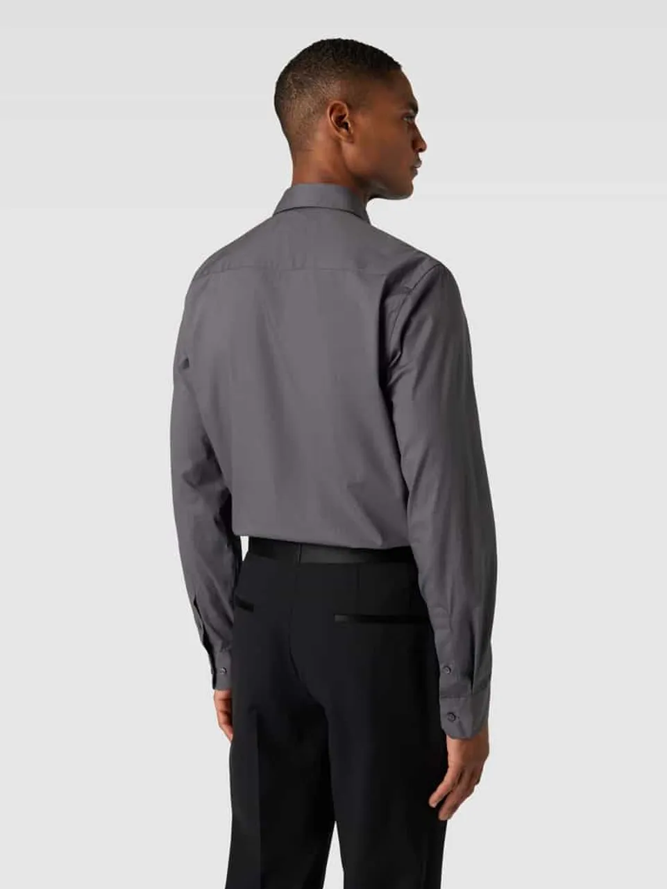 CK Calvin Klein Slim Fit Business-Hemd mit Kentkragen Modell 'POPLIN' in Anthrazit