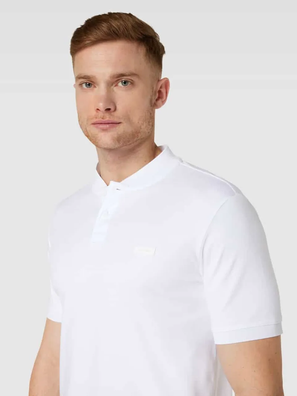 CK Calvin Klein Slim Fit Poloshirt mit Stehkragen in Weiss