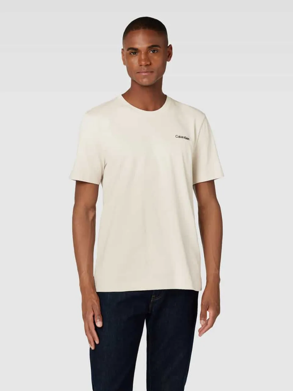CK Calvin Klein T-Shirt mit Label-Print in Beige