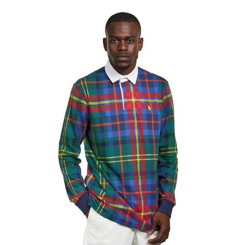 Classic Fit Plaid Jersey Rugby Shirt