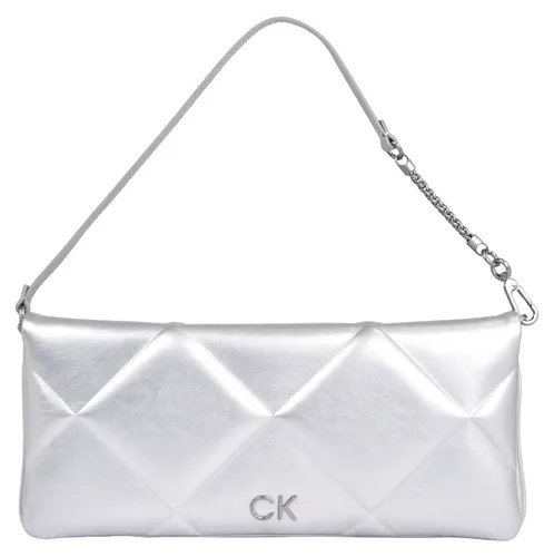 Clutch CALVIN KLEIN "QUILT WRISTLET CLUTCH_MET" Gr. B/H/T: 34,5 cm x 16 cm x 5 cm, silberfarben (silver) Damen Taschen Handtaschen