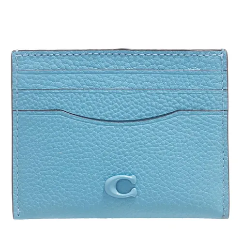 Coach Portemonnaies - Flat Card Case In Pebble Leather With Sculpted C H - Gr. unisize - in Blau - für Damen