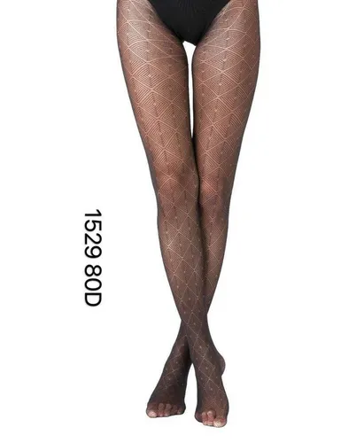 COFI 1453 Leggings Damen Strumpfhose mit Muster 80 Den Durchsichtig Baumwollzwickel