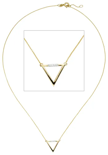 Collier JOBO Halsketten Gr. Gelbgold 585-Diamanten, Länge: 42 cm, gelb (gelbgold 585) Damen Colliers dreieckig 585 Gold mit 5 Diamanten 42 cm
