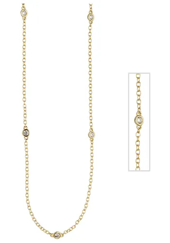 Collier JOBO Halsketten Gr. Silber 925 (Sterlingsilber), Länge: 47 cm, goldfarben Damen Colliers 925 Silber vergoldet mit Zirkonia 47 cm