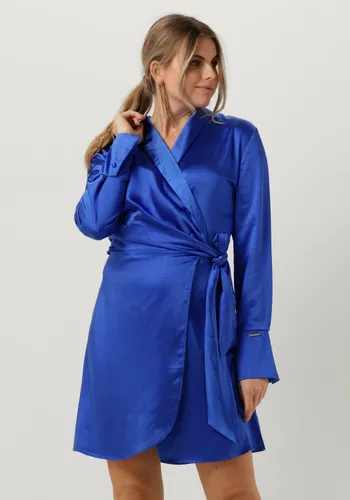 Colourful Rebel Damen Kleider Dorin Uni Satin Mini Wrap Dress - Blau