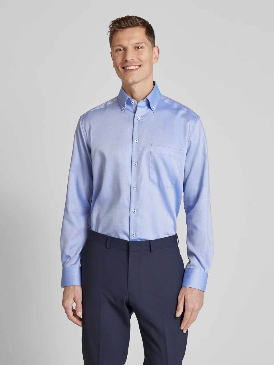 Comfort Fit Business-Hemd mit Button-Down-Kragen