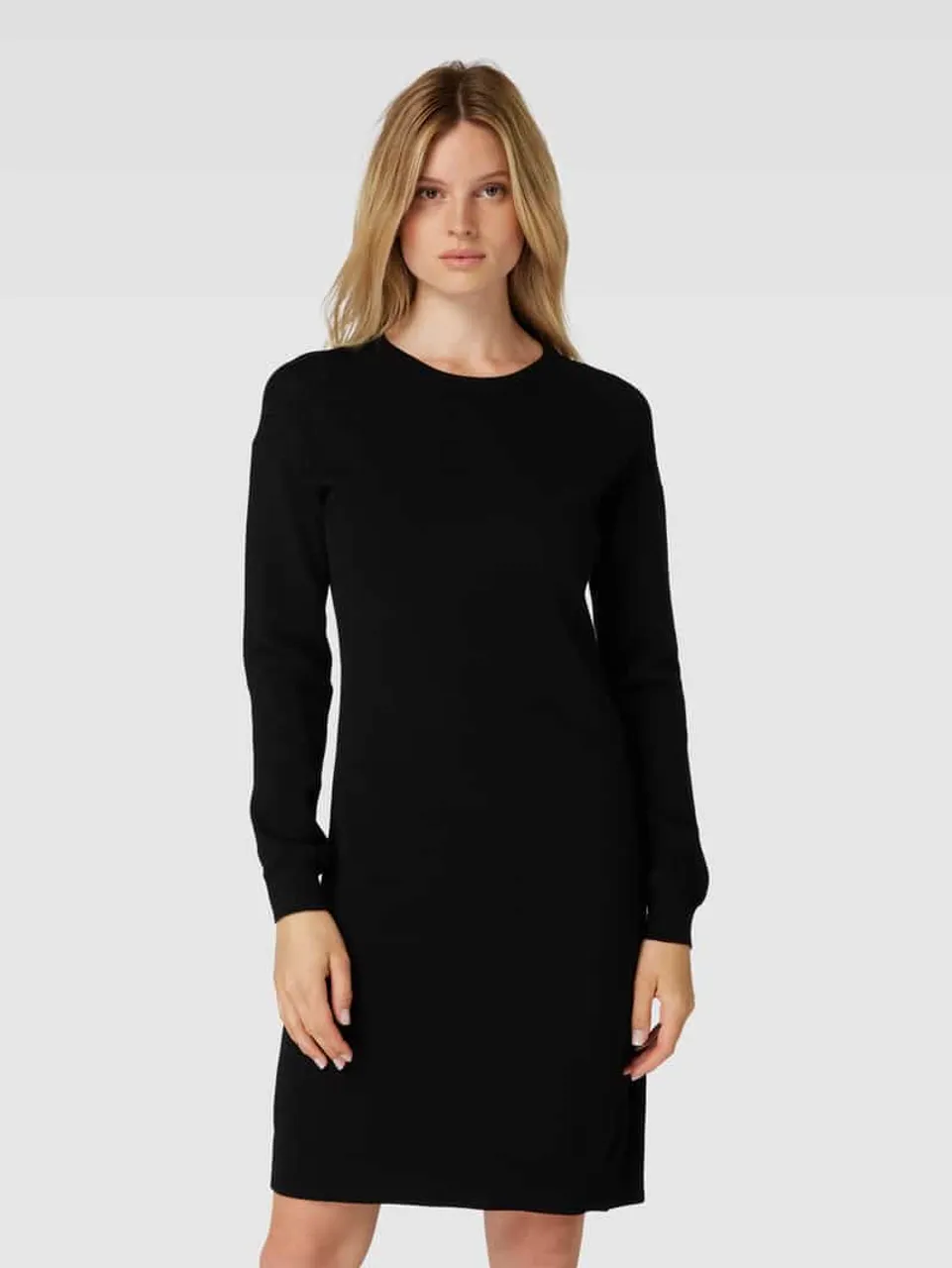 comma Casual Identity Kleid mit gerippten Abschlüssen in Black