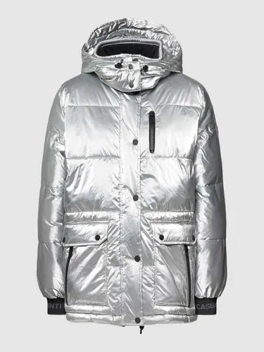 comma Casual Identity Steppjacke mit abnehmbarer Kapuze Modell 'Glossy Puffer' in Silber