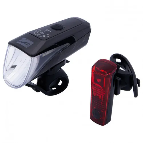 CONTEC - Akku-LED-Leuchtenset 24Sevenstop - Fahrradlampen-Set schwarz/grau