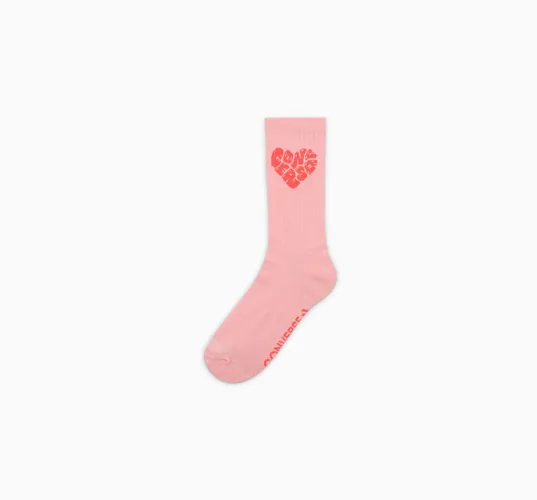 Converse Heart Logo Crew Socks Pink, White
