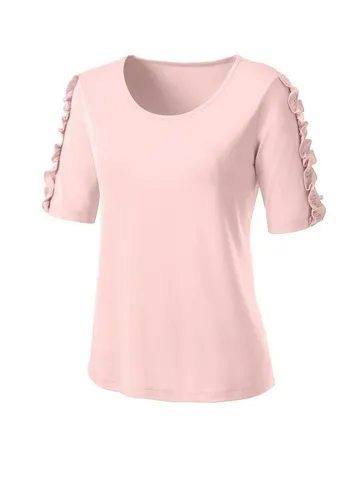 creation L T-Shirt CRéATION L Damen Jerseyshirt mit Rüschen, rosé