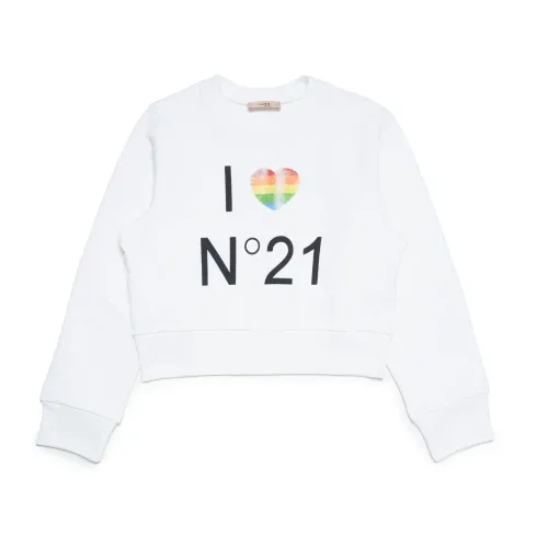 Crew-neck Sweatshirt mit Glitter Print N21