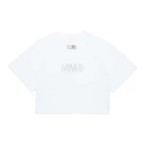Cropped T-Shirt mit Glitzerlogo MM6 Maison Margiela
