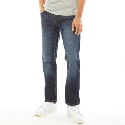 Crosshatch Herren New Embossed Techno Jeans mit geradem Bein Blau