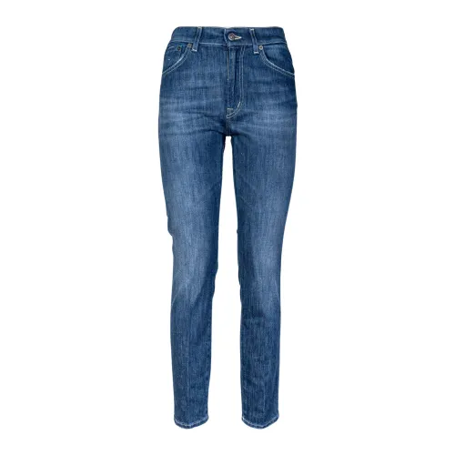 Damen 5-Pocket Jeans. Slim Fit, Reguläre Taille und Saum. Hergestellt in Italien. Dondup