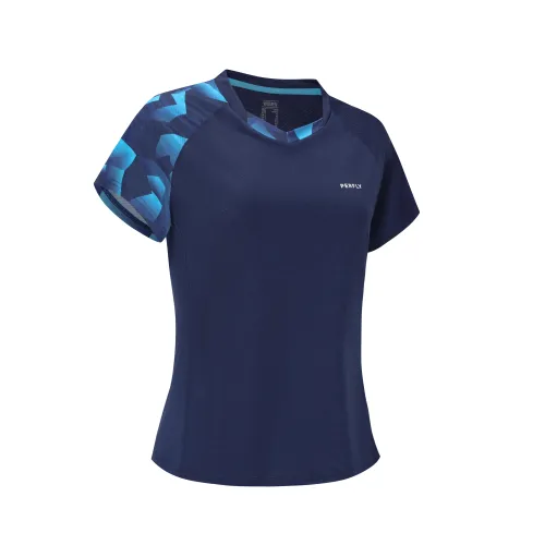 Damen Badminton T-Shirt - 560 navy/aqua