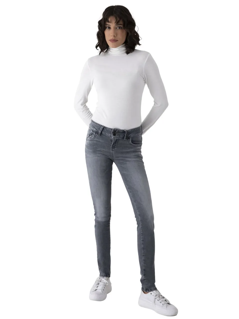Damen Jeans MOLLY M Super Slim Fit - Grau - Grey Fall Undamaged Wash