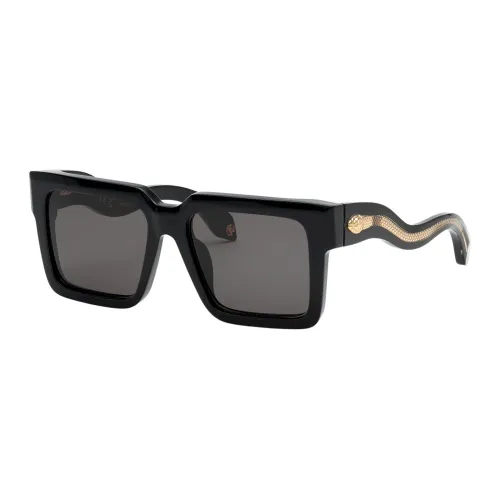 Damen-Sonnenbrille quadratisch schwarz glänzend Roberto Cavalli