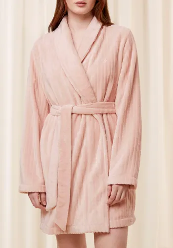 Damenbademantel TRIUMPH "Robes Fleece Robe 3/4" Gr. 40/42, rosa (light pink) Damen Bademäntel Bademantel mit Schalkragen