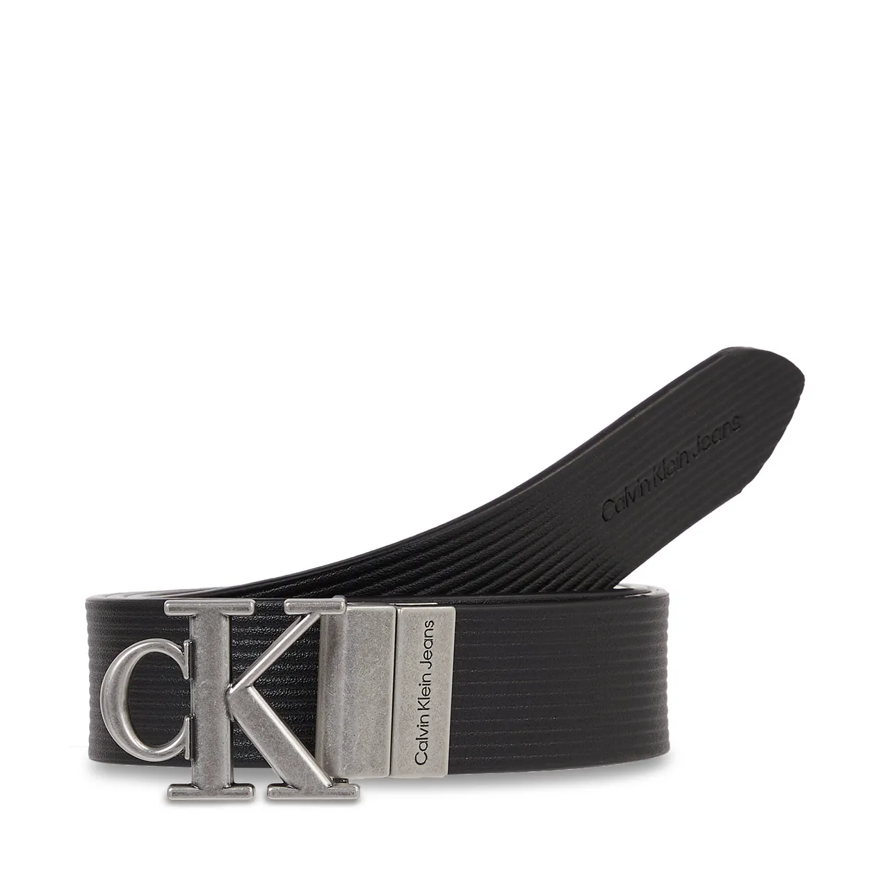 Damengürtel Calvin Klein Jeans Round Mn/Rev Lthr Text Belt K60K611248 Black Solid/Black Texture 0GM