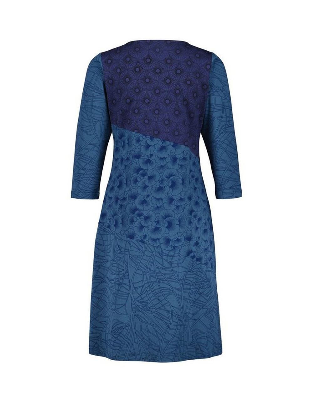Deerberg Jerseykleid Patchwork Hippie Kleid Ziminka Goa bedruckt aus Bio-Baumwolle echtes Patchwork