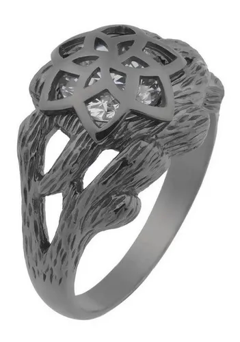 Der Herr der Ringe Fingerring Dark Years Collection Nenya - Galadriels Ring - schwarz weiß, 20002184, Made in Germany - mit Zirkonia (synth)