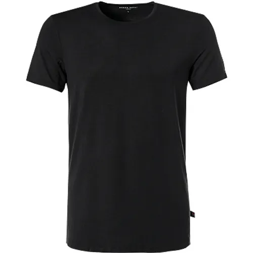 DEREK ROSE Herren T-Shirt schwarz Viskose unifarben