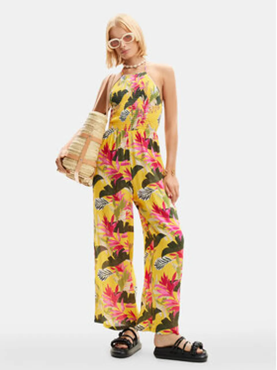 Desigual Overall Tropical Party 24SWMW22 Gelb Regular Fit