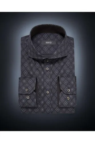 Desoto Luxury Line Slim Fit Jerseyhemd grau/schwarz, Gemustert