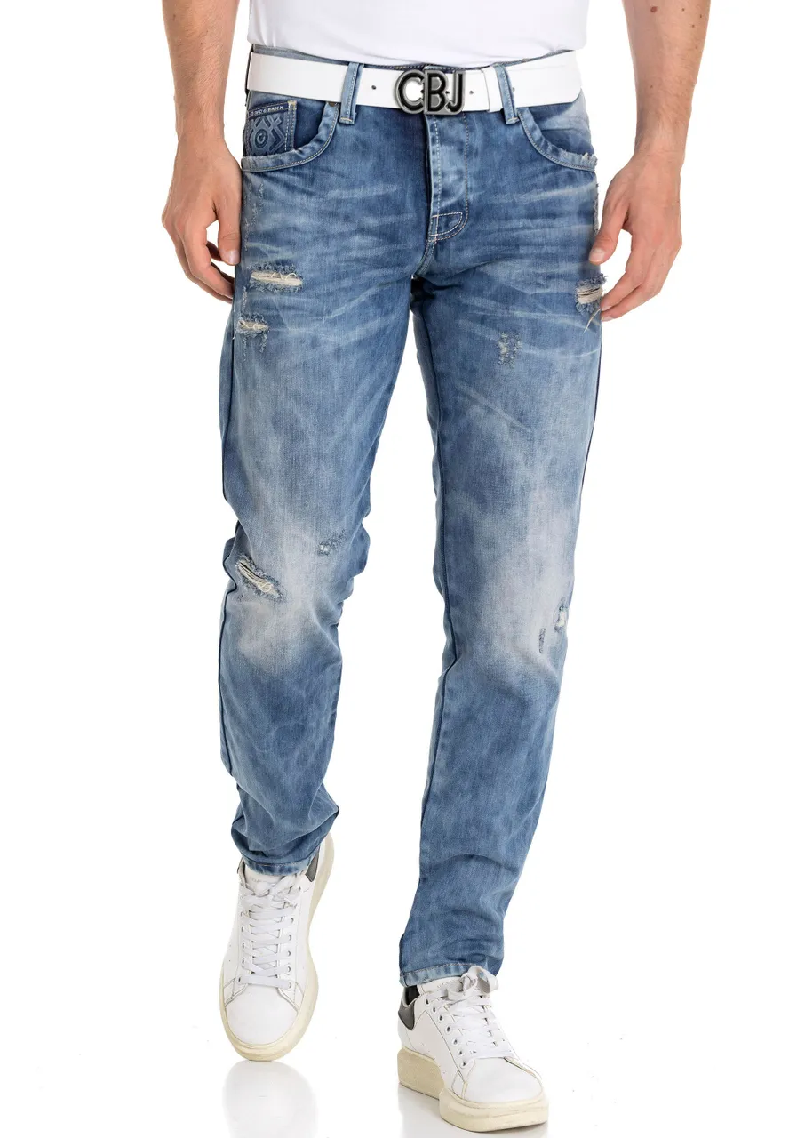 Destroyed-Jeans CIPO & BAXX "Regular" Gr. 36, Länge 34, blau (blue) Herren Jeans Regular Fit