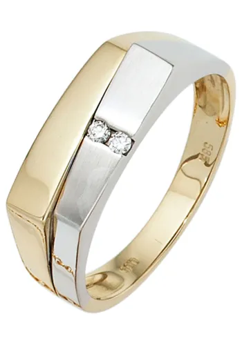 Diamantring JOBO Fingerringe Gr. 64, SI = kleine Einschlüsse, Gelbgold 585-Weißgold 585-Diamanten, gelb (gelbgold 585) Herren Goldringe