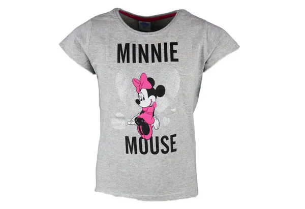 Disney Minnie Mouse T-Shirt Minnie Maus Love Kinder Mädchen Shirt Gr. 104 bis 134, Schwarz oder Grau