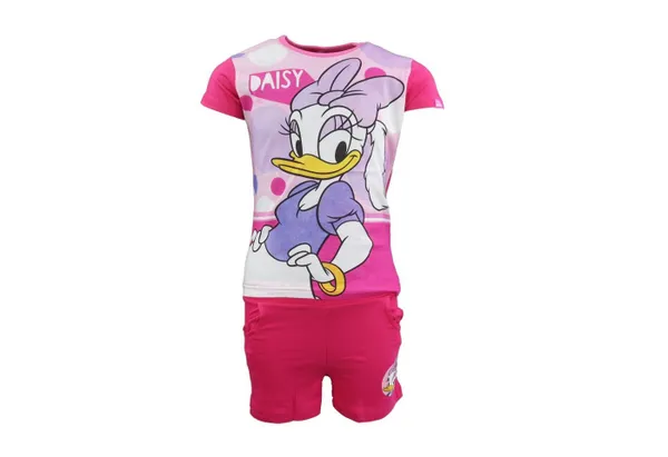 Disney Print-Shirt Daisy Duck Mädchen Kinder Sommer Set Shirt plus Shorts (2-tlg) Gr. 98 bis 128, Baumwolle