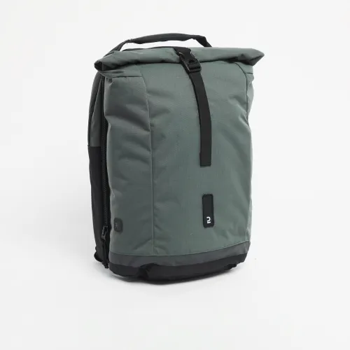 Doppel-Fahrradtasche Gepäcktasche Rucksack für Gepäckträger 27 Liter grün/grau