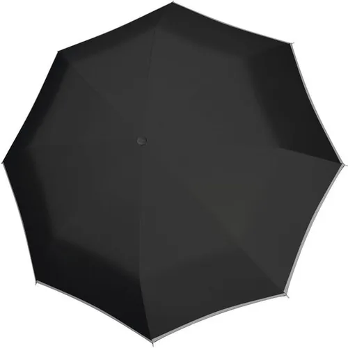 doppler® Taschenregenschirm Mini Light up uni, Black, mit reflektierenden Elementen am Schirmdach