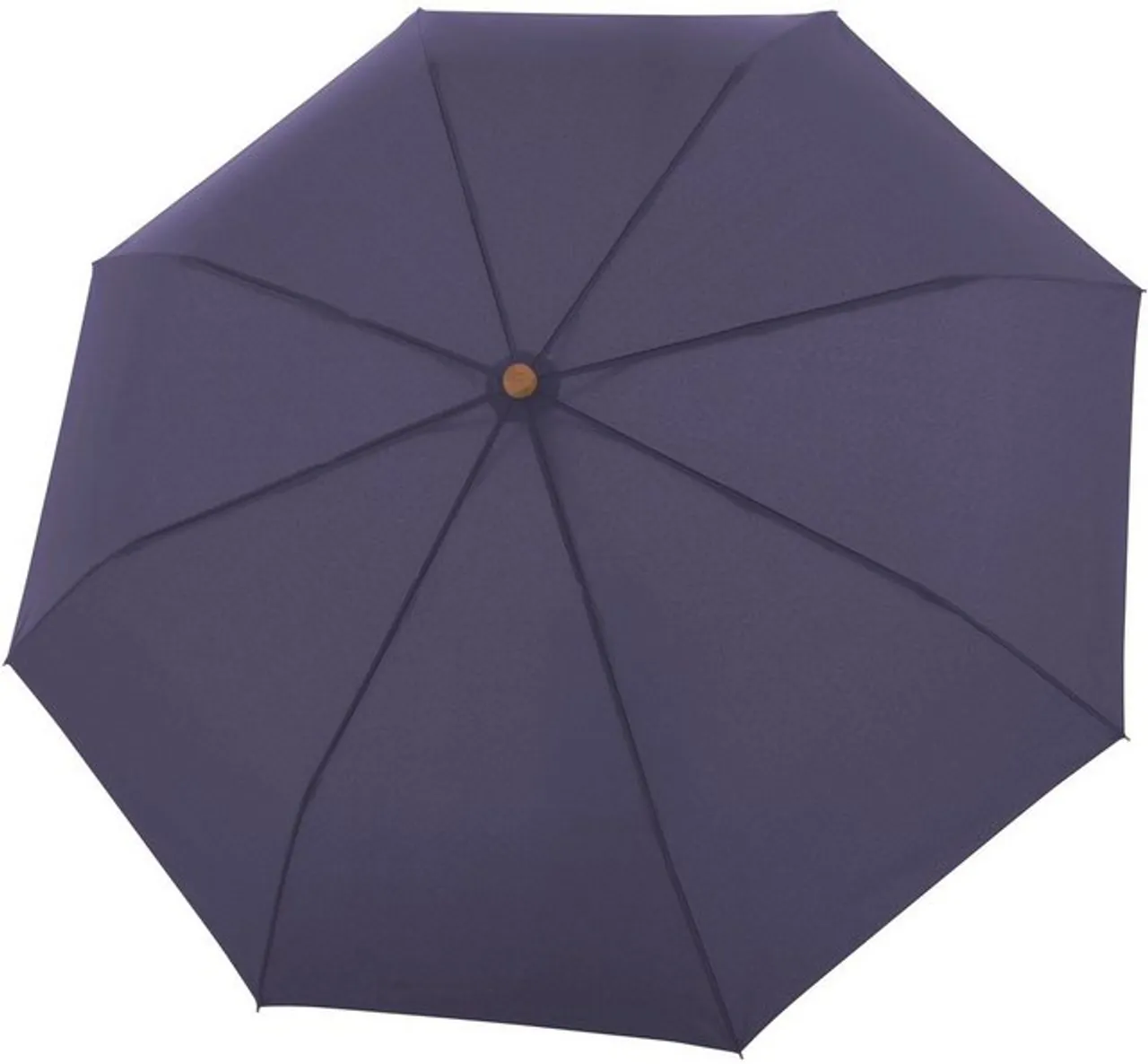 doppler® Taschenregenschirm nature Magic uni, perfect purple, aus recyceltem Material mit Griff aus FSC®- schützt Wald - weltweit