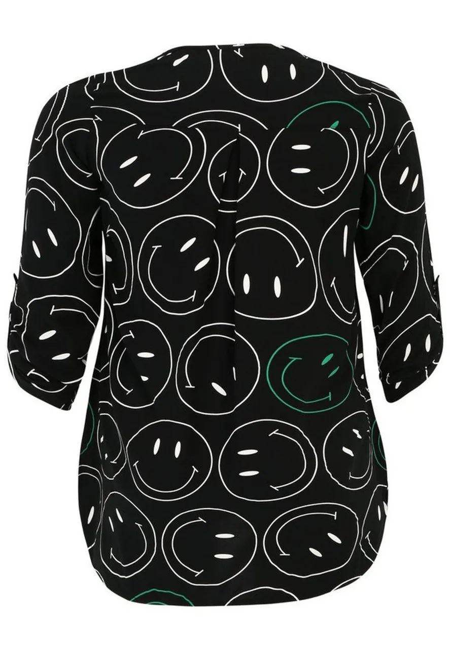 Doris Streich Druckbluse Long-Bluse mit Smiley-Print mit modernem Design