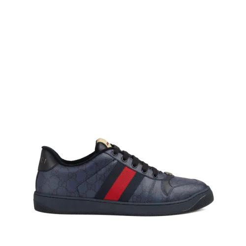 Dunkelblaue/schwarze Low-Top-Sneakers mit Web-Detail Gucci