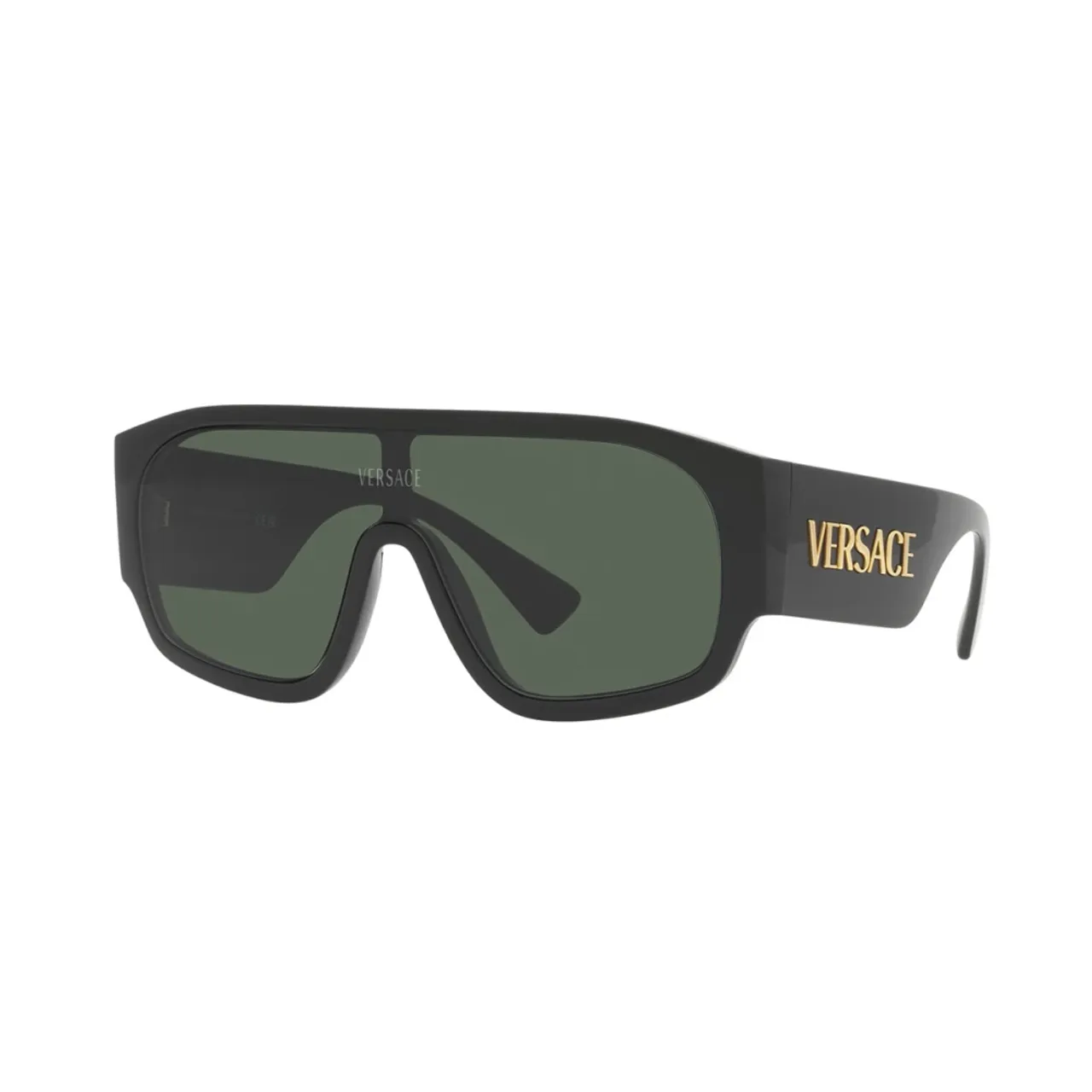 Dunkelgrüne Kissen Sonnenbrille mit Schwarzem Rahmen Versace