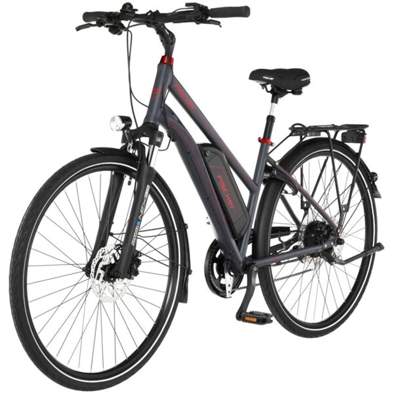 E-Bike FISCHER FAHRRAD "VIATOR 1.0 Diamant 50" E-Bikes Gr. 50 cm, 28 Zoll (71,12 cm), grau (anthrazit) E-Bikes