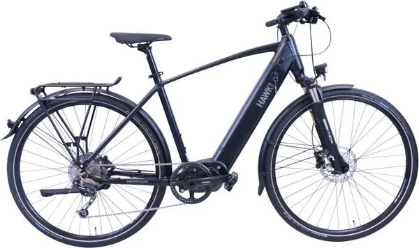 E-Bike HAWK BIKES "eTrekking Integrated Gent STEPS" E-Bikes Gr. 50 cm, 28 Zoll (71,12 cm), schwarz E-Bikes
