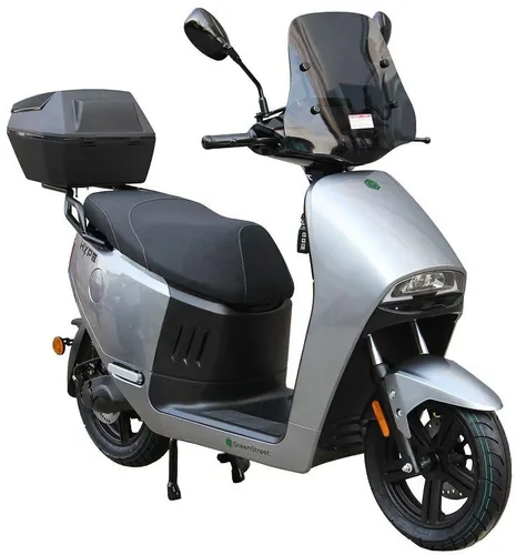 E-Motorroller GREENSTREET "HYPE 3000 W 85 km/h inkl. Windschild + Topcase" Elektromotorroller silberfarben (silberfarben, schwarz) Elektroroller inkl....