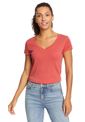 Eddie Bauer ® Favorite Shirt - Kurzarm mit V-Ausschnitt Damen Rot Gr. XS