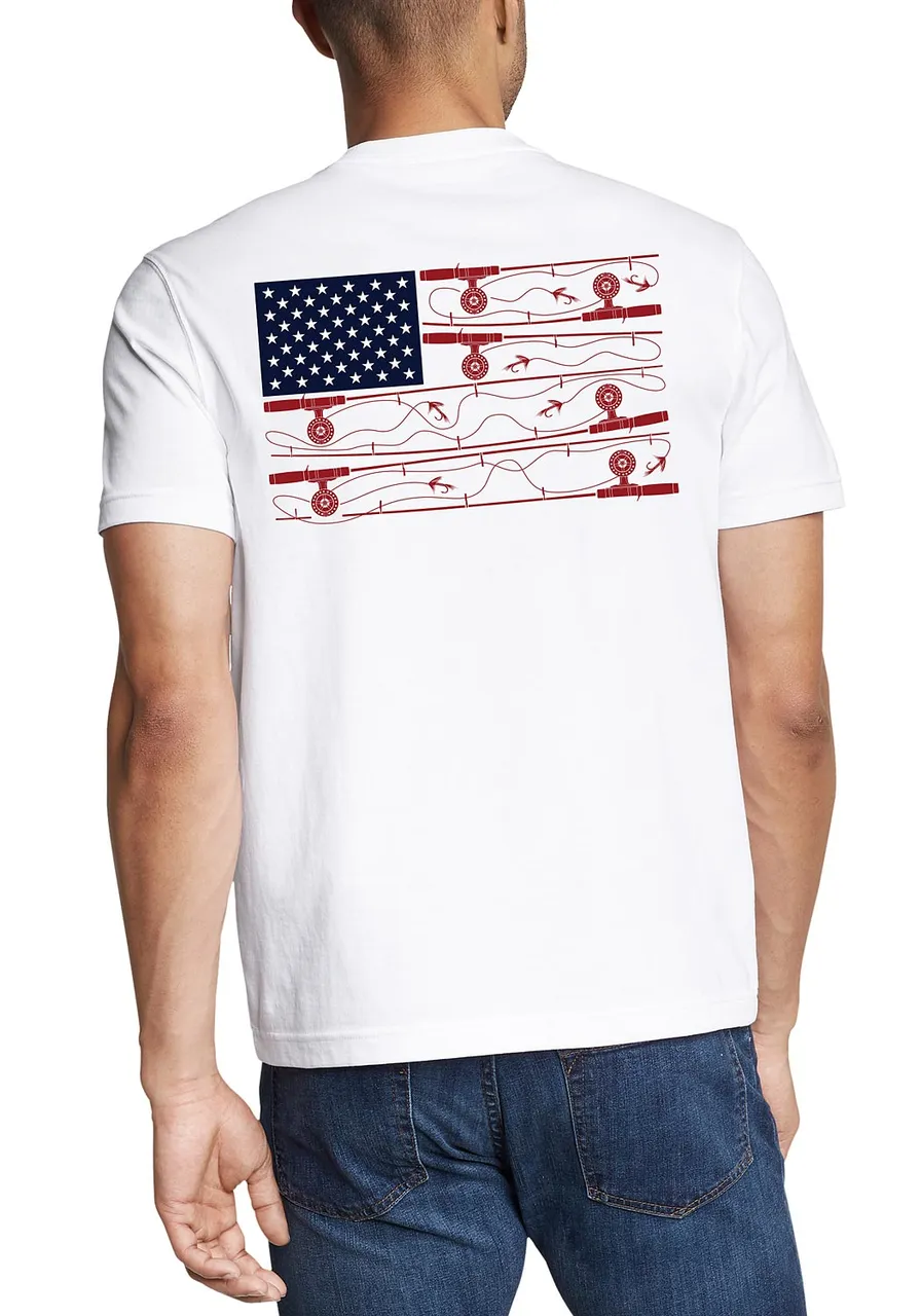 Eddie Bauer ® Graphic T-Shirt EB Fishing Flag Herren Weiß Gr. S