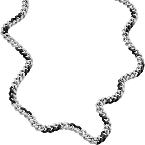 Edelstahlkette DIESEL "STEEL, DX1499931" Halsketten Gr. Edelstahl, Länge: 65 cm Breite: 7 mm, schwarz (edelstahlfarben, schwarz) Damen Edelstahlketten