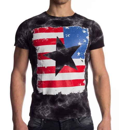 Egomaxx T-Shirt T-Shirt Hemd Amerika USA Stern Flagge Jersey (1-tlg) 1479 in Schwarz